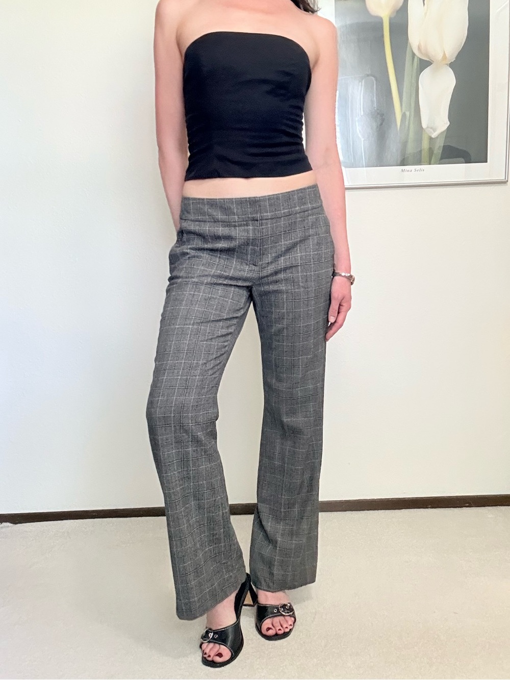 Classiques Entier Plaid Low Rise Straight Leg Wool Trousers Academia Retro Y2K